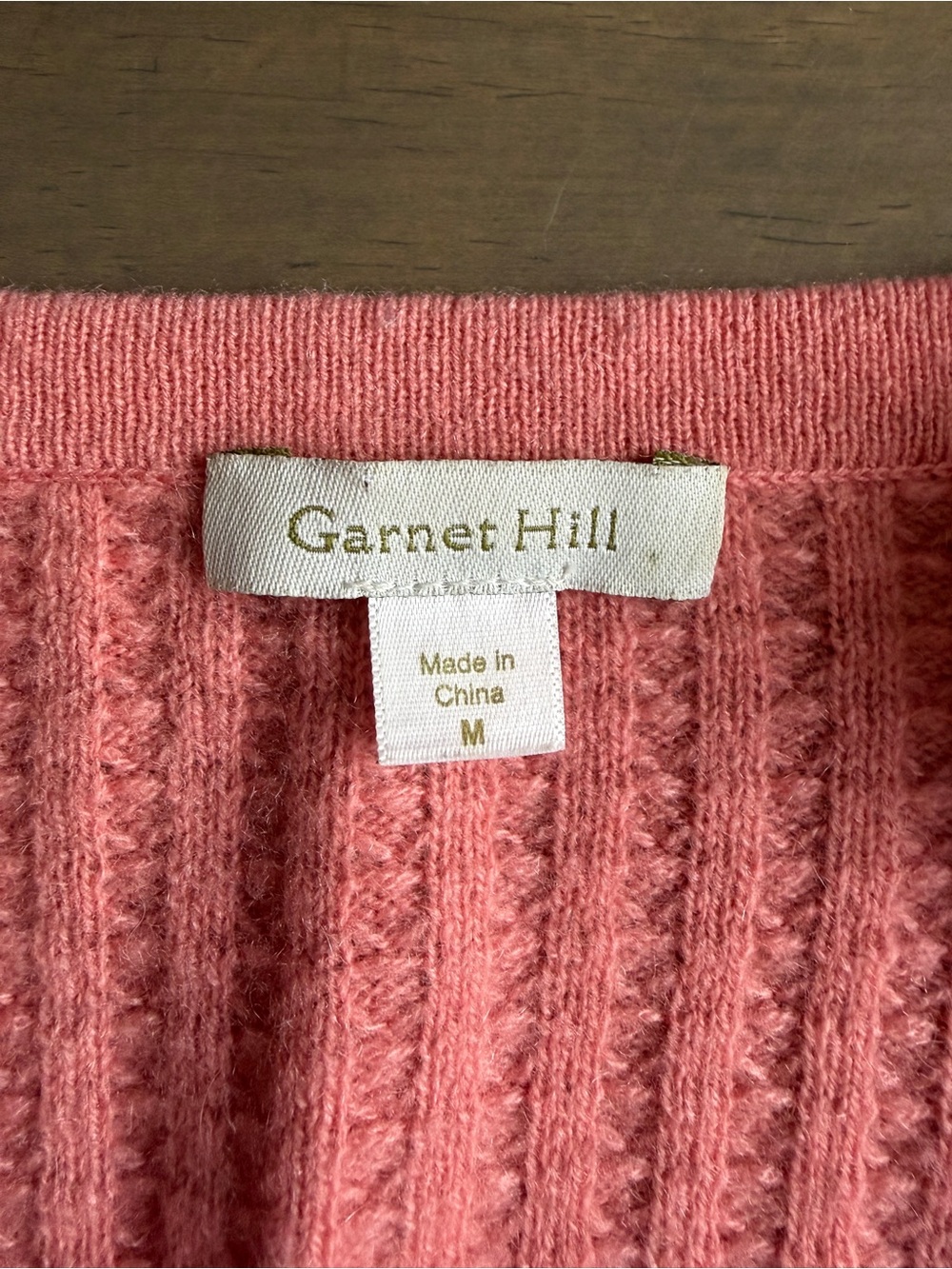 Garnet Hill Womens Pink 100% Cashmere Ribbed Knit Open Front V-Neck Cardigan M - Picture 5 of 7